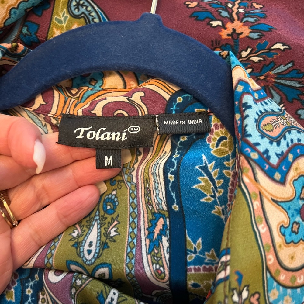 Vintage Paisley Button-Up Shirt Tolani medium - Picture 6 of 6